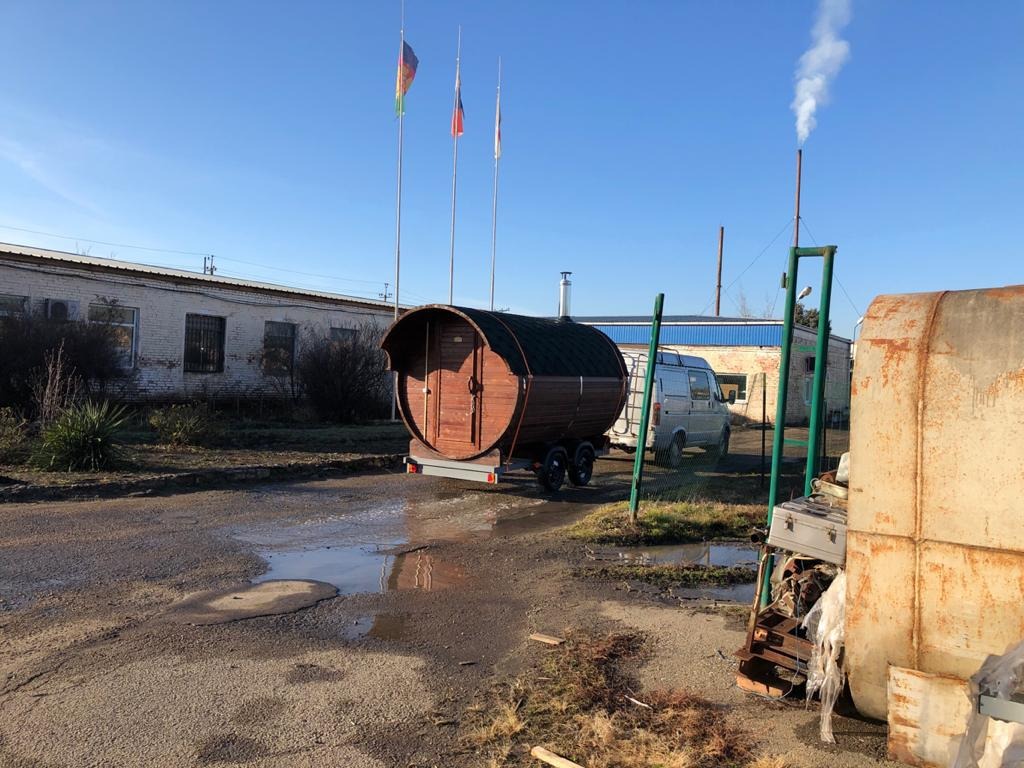 Баня-бочка 3.5м. Стандарт плюс на двухосном прицепе — внутреннее устройство
